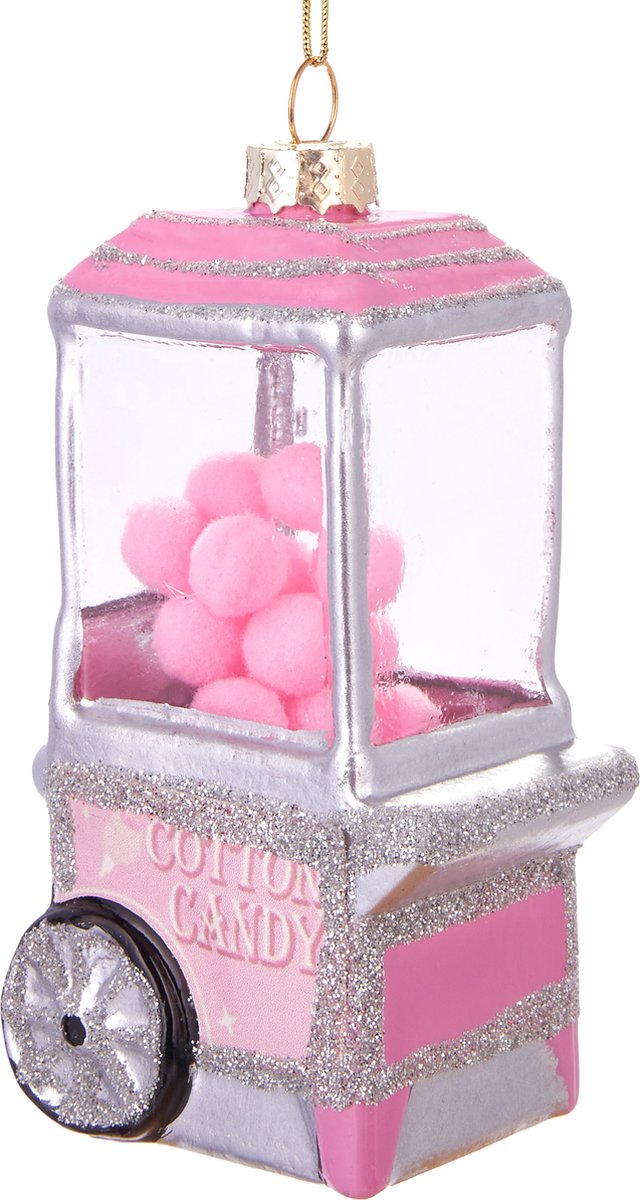 BRUBAKER Snoeptrolley Roze - Handgeschilderde Glazen Kerstbal - Handgeblazen Kerstversiering - Grappige Kersthanger - Kerstboom Decoratie - 11 cm