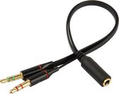 Adaptateur AUX 3,5 mm (femelle) vers DUAL AUX (mâle) - Répartiteur de câble Audio - Zwart - Provium