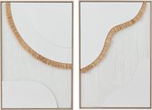 J-Line Tableau Straw Toile Blanc Assortiment De 2
