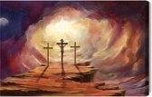 Schilderijkoning - Canvas Schilderij Jezus Aan Het Kruis - 70 x 50 cm