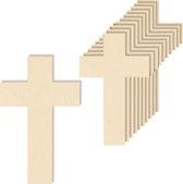 Creative Deco 10 x Houten Vormen Kruis | 10 x 6 cm | Multiplex | Perfect voor Verf, Versieren, Cadeau en Decoupage, DIY