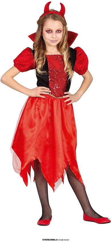 Fiestas Guirca - Little Devil meisjes (3-4 jaar) - Carnaval Kostuum voor kinderen - Carnaval - Halloween kostuum meisjes