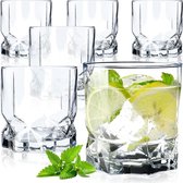 Drinkglazen, set van 6 waterglazen, sapglazen van glas, glazen voor water, drankjes, sap, feest, tuin, universele glazen, cocktailglazen, drankglazen, modern design (325 ml, laag)