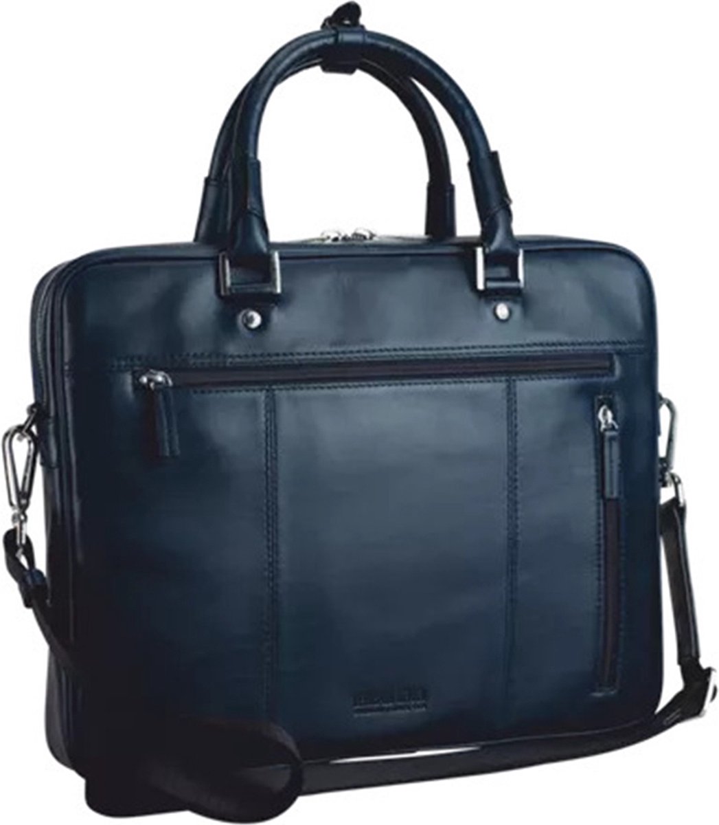 Leonhard Heyden Montreal Zipped Briefcase 1 Compartment navy blue