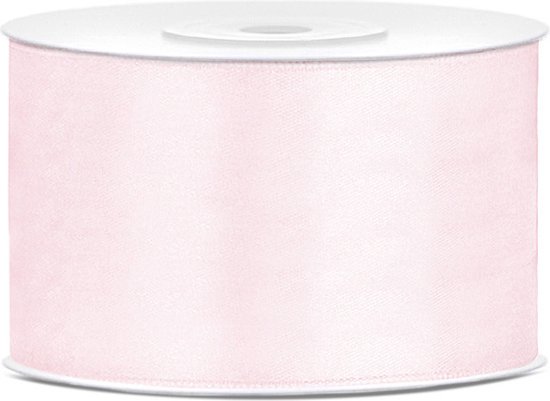 2x Rubans de satin rose poudré clair pour passe-temps / décoration 3,8 cm / 38 mm x 25 mètres - Ruban cadeau ruban / ruban de satin - Rubans rose poudré clair - Matériel de loisirs - Matériel d'emballage