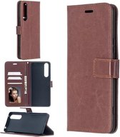 LuxeBass Hoesje geschikt voor Sony Xperia 1 II - Boekhoesje met kaartvakken - Bruin gsm hoesje - telefoonhoes - telefoonhoesjes