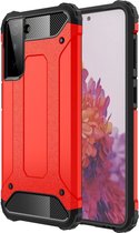 LuxeBass Hoesje geschikt voor Samsung Galaxy S21 - Rood - Armor case