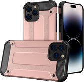 LuxeBass Hoesje geschikt voor Apple iPhone 14 Pro - RoseGoud - Armor case