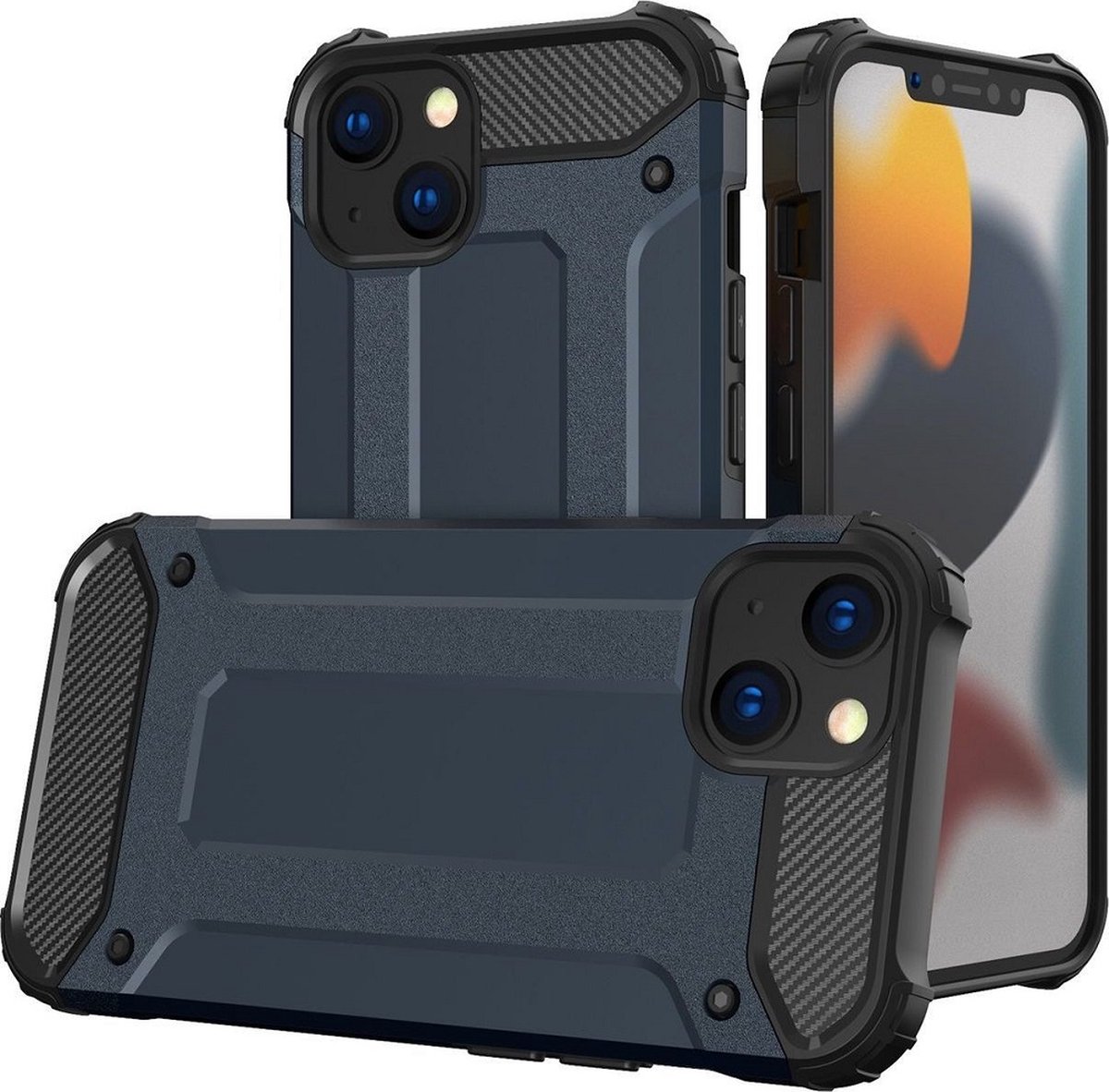 LuxeBass Hoesje geschikt voor Apple iPhone 14 - Blauw - Armor case