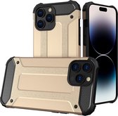 LuxeBass Hoesje geschikt voor Apple iPhone 14 Pro Max - Goud - Armor case