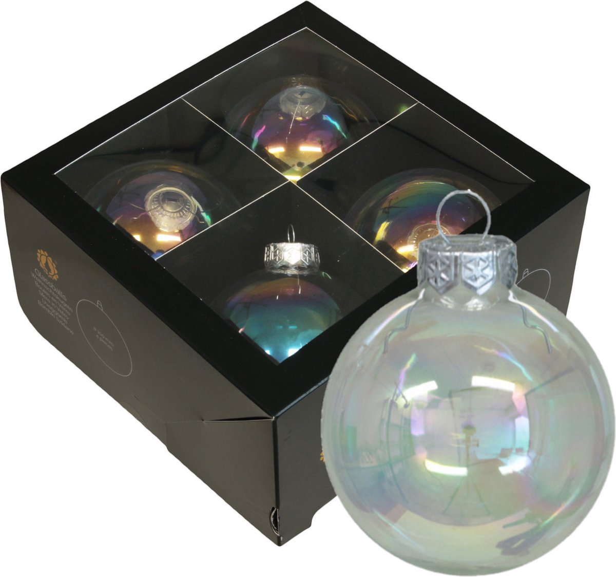 Othmar Decorations Kerstballen - 4x - transparant parelmoer - glas -10 cm