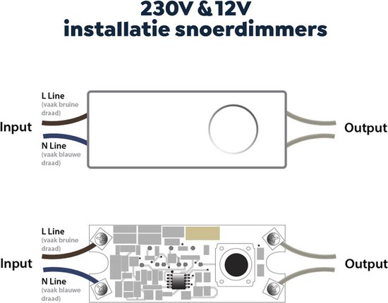 Led snoerdimmer 0 - 50 watt ECO-DIM.08 Zwart