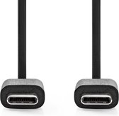 Nedis USB-Kabel - USB 2.0 - USB-C Male - USB-C Male - 60 W - 480 Mbps - Vernikkeld - 1.00 m - Rond - PVC - Zwart - Label