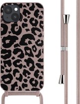 iMoshion Hoesje Geschikt voor iPhone 15 Plus Hoesje Met Koord - iMoshion Siliconen design hoesje met koord - Roze / Animal Pink