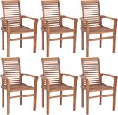 The Living Store Chaise empilable Bois de teck - 62 x 56,5 x 94 cm - Résistant aux intempéries - 6x Chaise - The Living Store