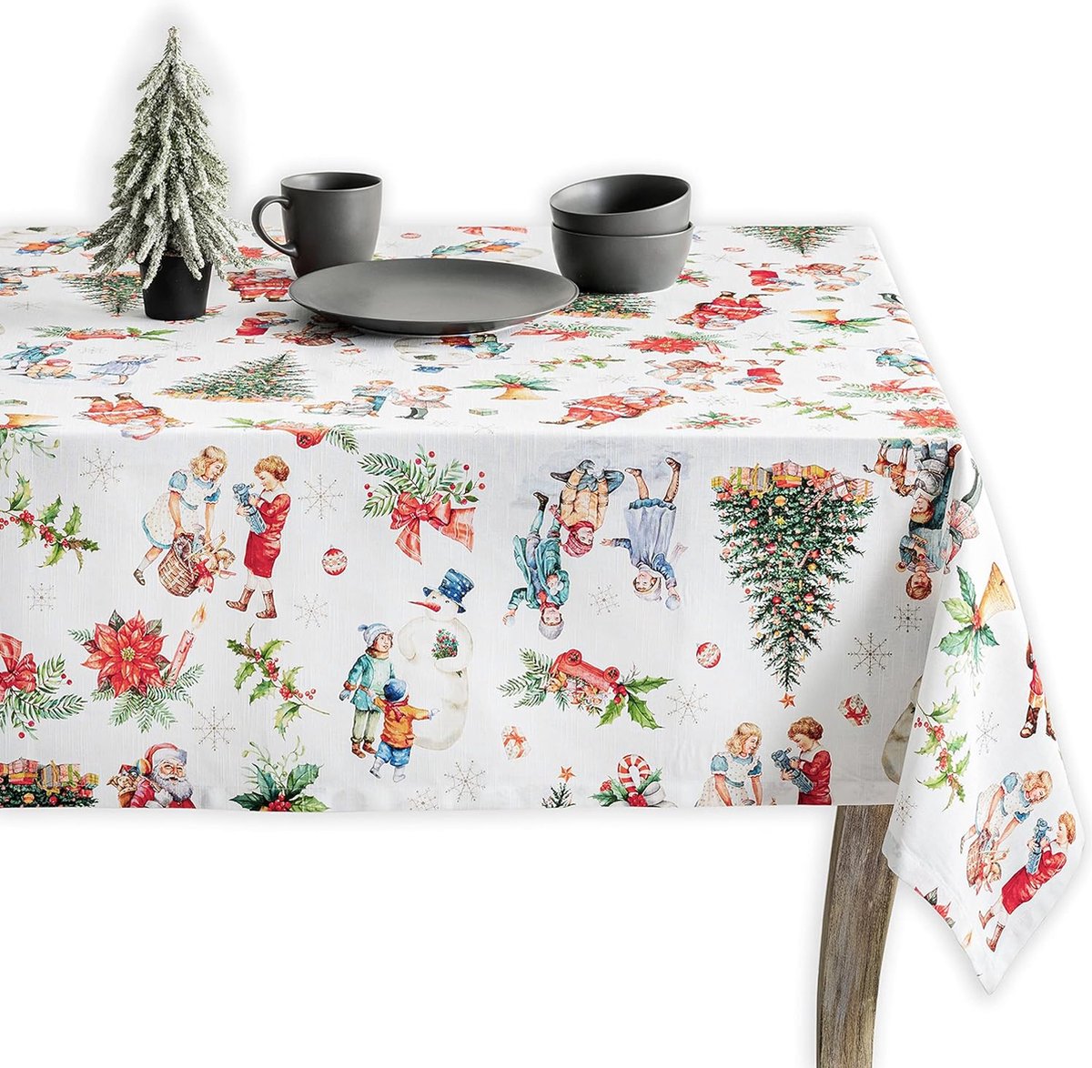 Tafelkleed van 100% katoen, voor keuken, diner, tafelblad, decoratie, feesten, bruiloften, Thanksgiving/Kerstmis (rechthoekig, 160 cm x 220 cm)