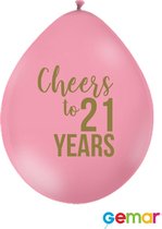 Ballonnen Cheers to 21 Years Pink met opdruk Goud (lucht)