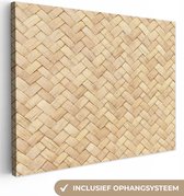 Canvas Schilderij Patroon - Beige - Rotan print - 80x60 cm - Wanddecoratie