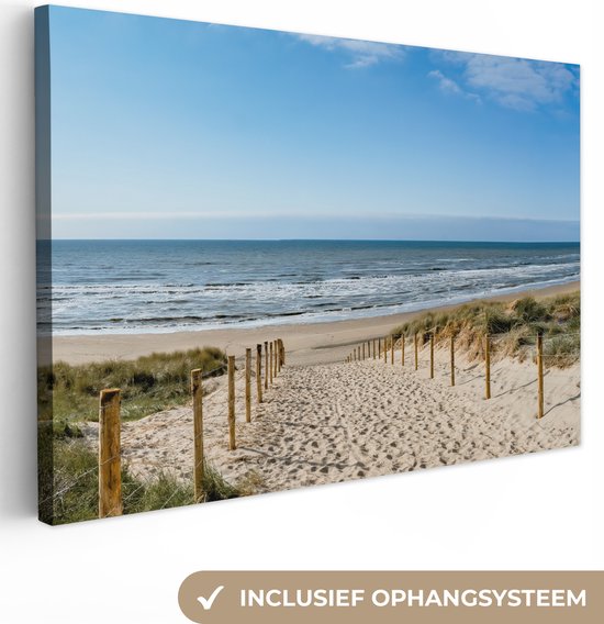 Canvas schilderij 140x90 cm - Wanddecoratie Strand - Zee - Zomer - Zand - Natuur - Muurdecoratie woonkamer - Slaapkamer decoratie - Kamer accessoires - Schilderijen op canvas
