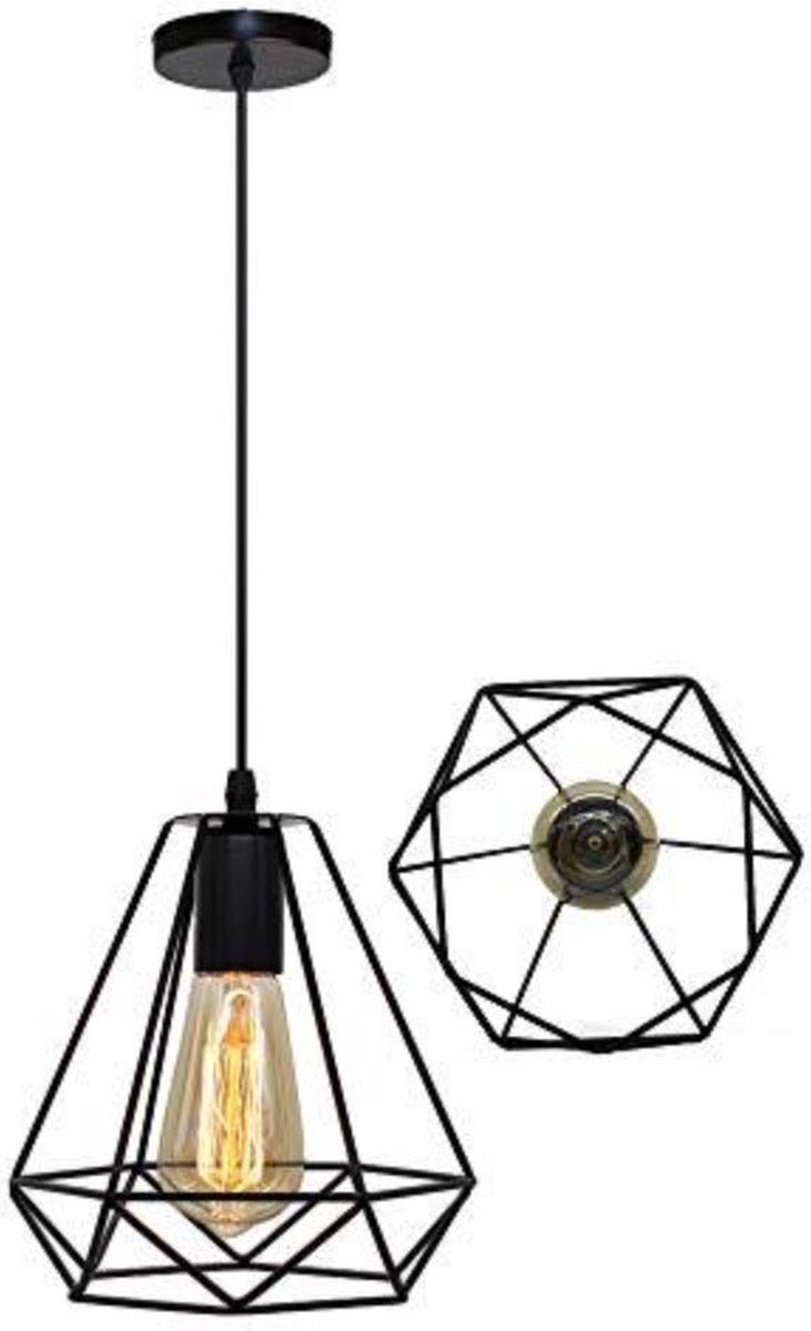 Kroonluchter industriële suspensie kooi kooi nid vintage stijl, plafondlamp metaalverlichting luminaire, zwart