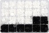 150 Set 14 mm ronde knoppen zwart en wit T8 kunststof drukknop voor kleding, doe-het-zelf en knutselen