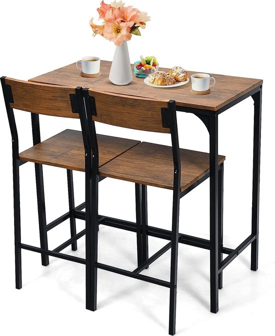 Jeu de bar petit-déjeuner pliable avec 2 chaises - La Poste