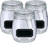 Weckpotten/inmaakpotten - 4x - 750 ml - glas - met beugelsluiting - incl. etiketten