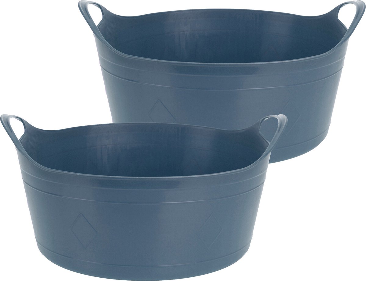Goedkoopste Excellent Houseware Flexibele emmer - 2x - blauw - 15 liter - kunststof - 39 x 17 cm