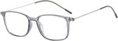 XYZ Eyewear Leesbril Grijs +2.00 - Dames - Heren - Leesbrillen - Trendy - Lees bril - Leesbril met sterkte - Voordeel - Met sterkte +2.00