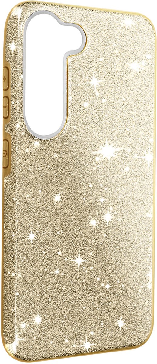 Geschikt voor Samsung Galaxy S23 Plus hoes Glitter Leaf Verwisselbaar Semi-rigide Goud