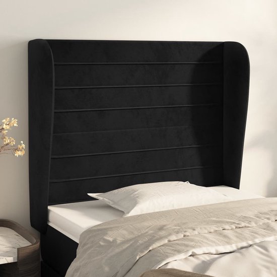 vidaXL - Tête de lit - avec - bords - 93x23x118/128 - cm - velours - noir
