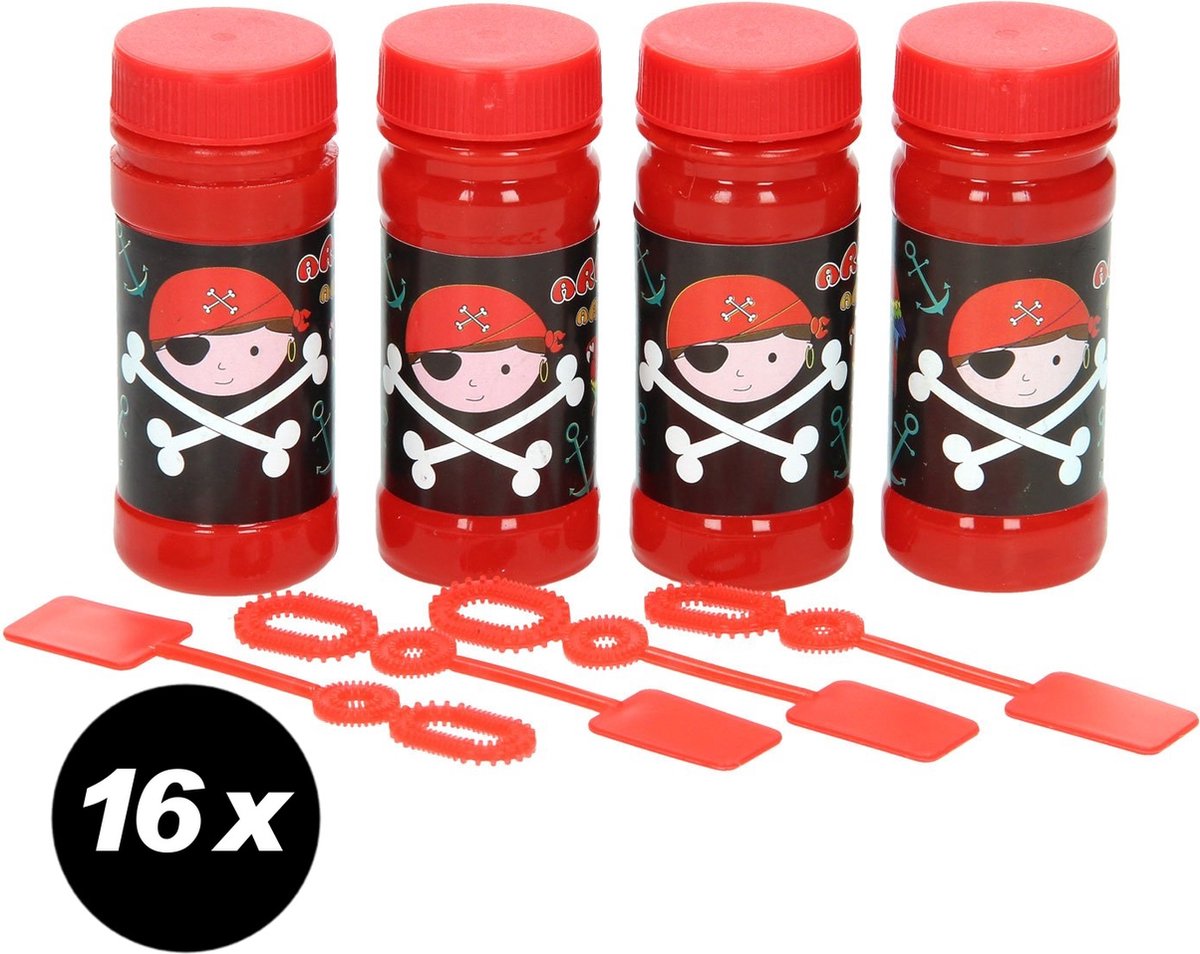 Piraten Bellenblaas potjes - 16 stuks - Piratenfeestje thema piraat