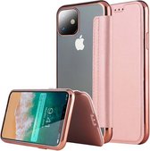 gegalvaniseerde flipcase geschikt voor Apple iPhone 11 - roze + glazen screen protector