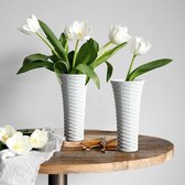20cm hoge porseleinen bloemenvazen witte set van 3 vazen, decoratieve vaas met geweven patroon voor woonkamer, kantoor en trouwvaas voor pampasgras