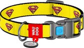 WAUDOG Superman Halsband / Hondenhalsband - Nylon - Geel - Gratis QR-tag - Breedte: 20 mm - Nekomtrek: 24 - 40 cm (GELIEVE ALVORENS BESTELLEN OPMETEN)