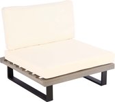 Loungestoel MCW-H54, tuinstoel, gesponnen polyaciahout MVG-gecertificeerd aluminium ~ grijs, bekleding crèmewit