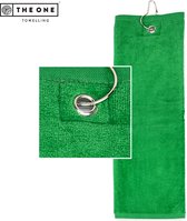 The One Towelling Golfhanddoek - 40 x 50 - Sporthanddoek - Terry Velours - 100% Gekamd Katoen - Met metaal oog en karabijnhaak - Groen
