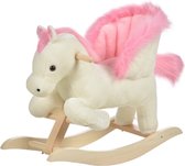 Hobbeldier - Hobbelpaard - Schommelpaard - Schommelstoel voor Kinderen - Speelgoed - wit/roze - 70 x 28 x 57 cm