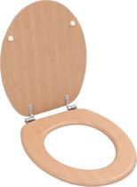 The Living Store Toiletbril - MDF - Chroom-zinklegering - 42.5 x 35.8 cm - 43.7 x 37.8 cm - 28 x 24 cm - 5 cm - Lichtkleurig bamboeontwerp