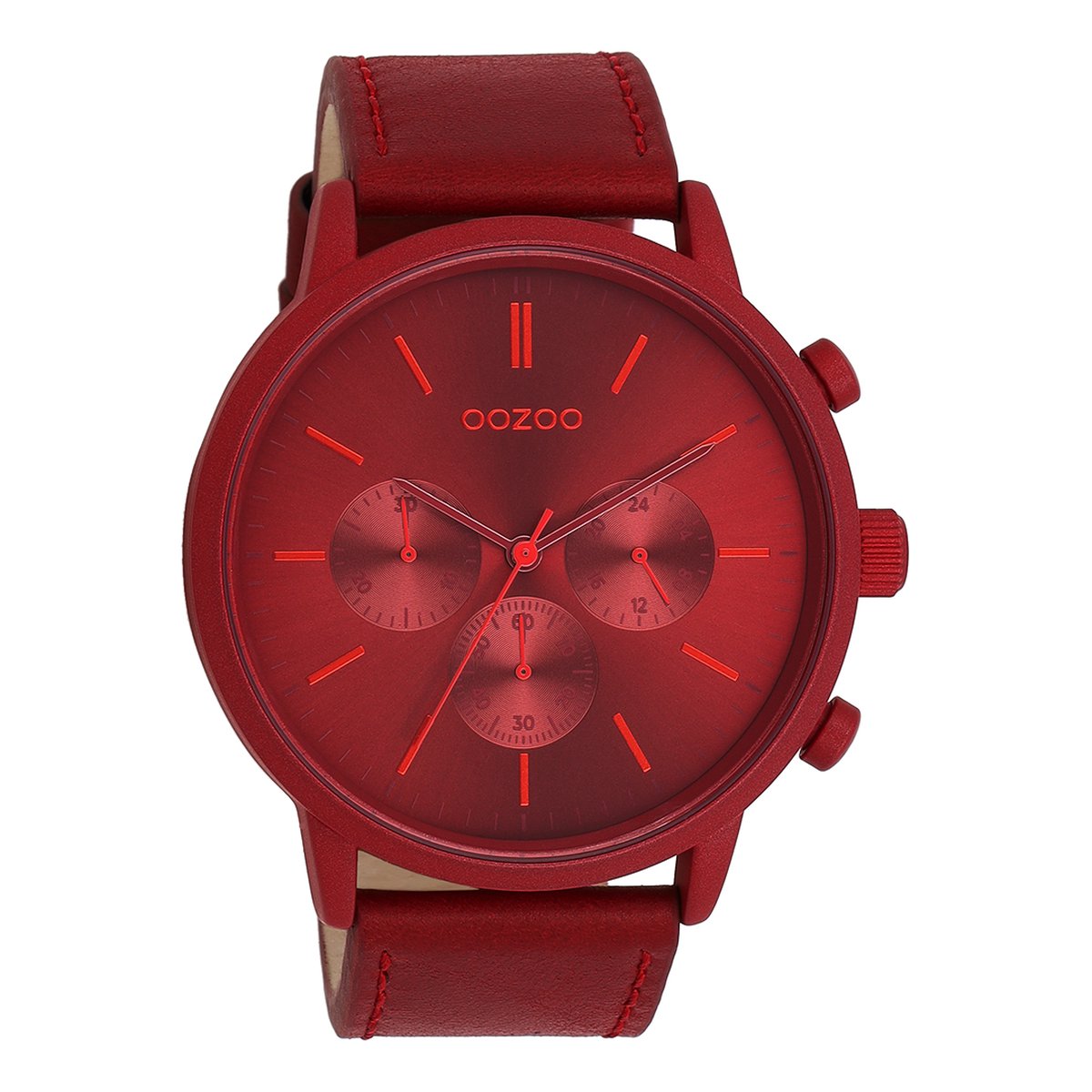 OOZOO Timepieces - Dahlia rood OOZOO horloge met dahlia rood leren band - C11207