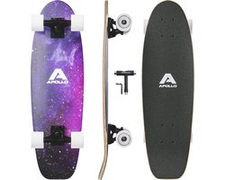 Apollo Mini Longboard | Midi Cruiser en planche complète, 70 cm (30 x 8) | agile Kick Tail Mini Longboard en bois dans le style d'un skateboard vintage | Longboard adultes avec High Speed ABEC 9