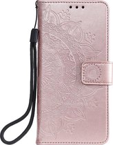 Shop4 - Geschikt voor Xiaomi Mi Note 10 Lite Hoesje - Wallet Case Mandala Patroon Rosé Goud