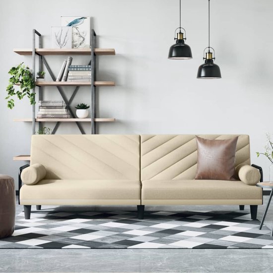 The Living Store Canapé-lit Elegant - Crème - 205 x 89 x 70 cm - Dossier réglable