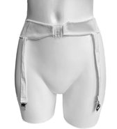 BamBella® Jarretel LATEX stof gordel - maat L/XL - Wit - voor knie kousen - Erotische lingerie dames - Sexy garter belt met jarretels