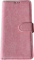 PU Leder jeans-look wallet Case - Book Case Flip Cover Hoesje Met Stand Functie - Beschermhoes Met Pasjes Houder - Geschikt voor Appel iPhone 15 Plus / 14 Plus - Roze