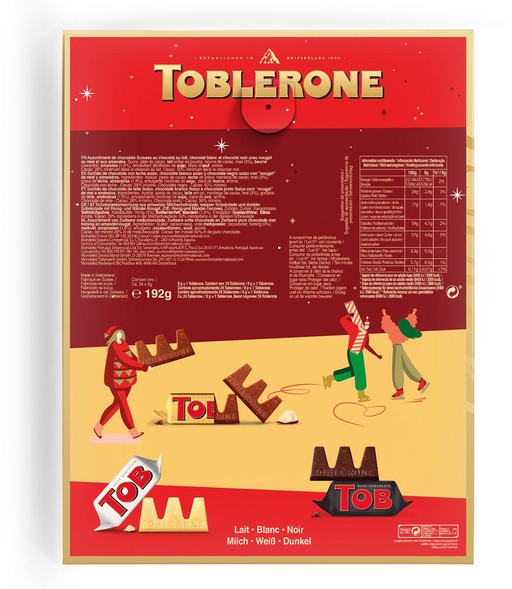 Toblerone Adventskalender - Adventkalender 2026 - 24 overheerlijke Toblerone Chocolaatjes - Verschillende smaken Chocolade - Het perfecte kerstcadeau - "Merry Christmas" – foto 3