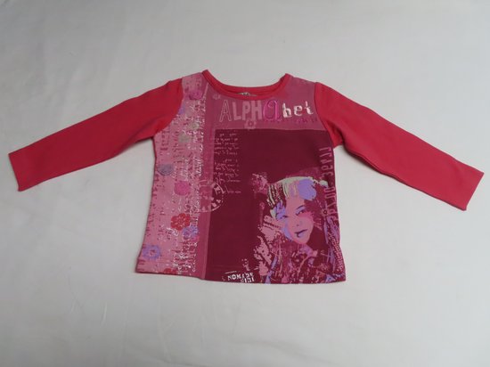 T-Shirt lange mouw - Meisje - Fuchia - Nomade girl - 2 jaar 86