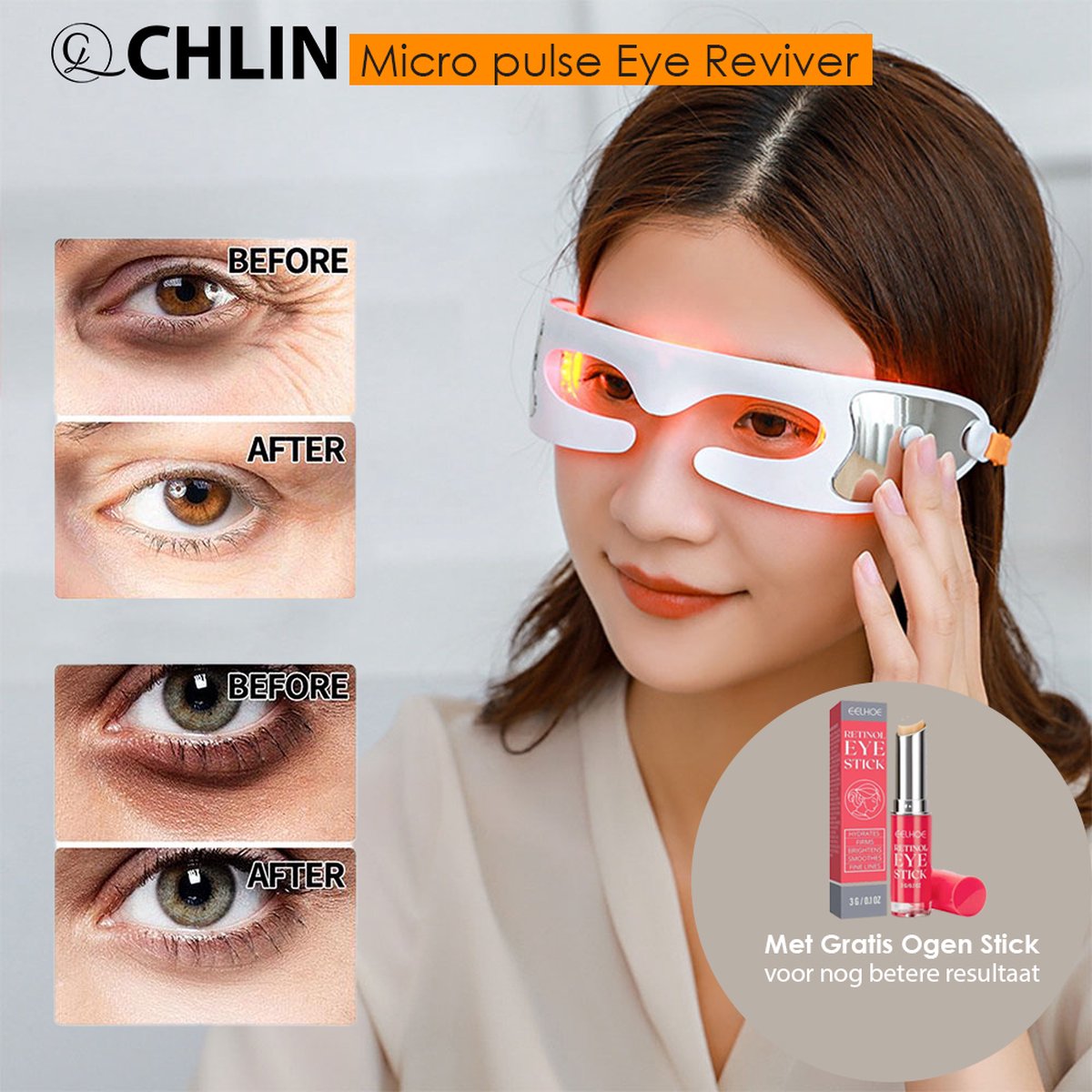 CL CHLIN Micro pulser Eye reviver - Anti rimpel - verwijdert Oog rimpel - Oogcreme - beauty studio - oog stick - cadeau tips voor haar - kerst cadadeau - Kerst cadeau