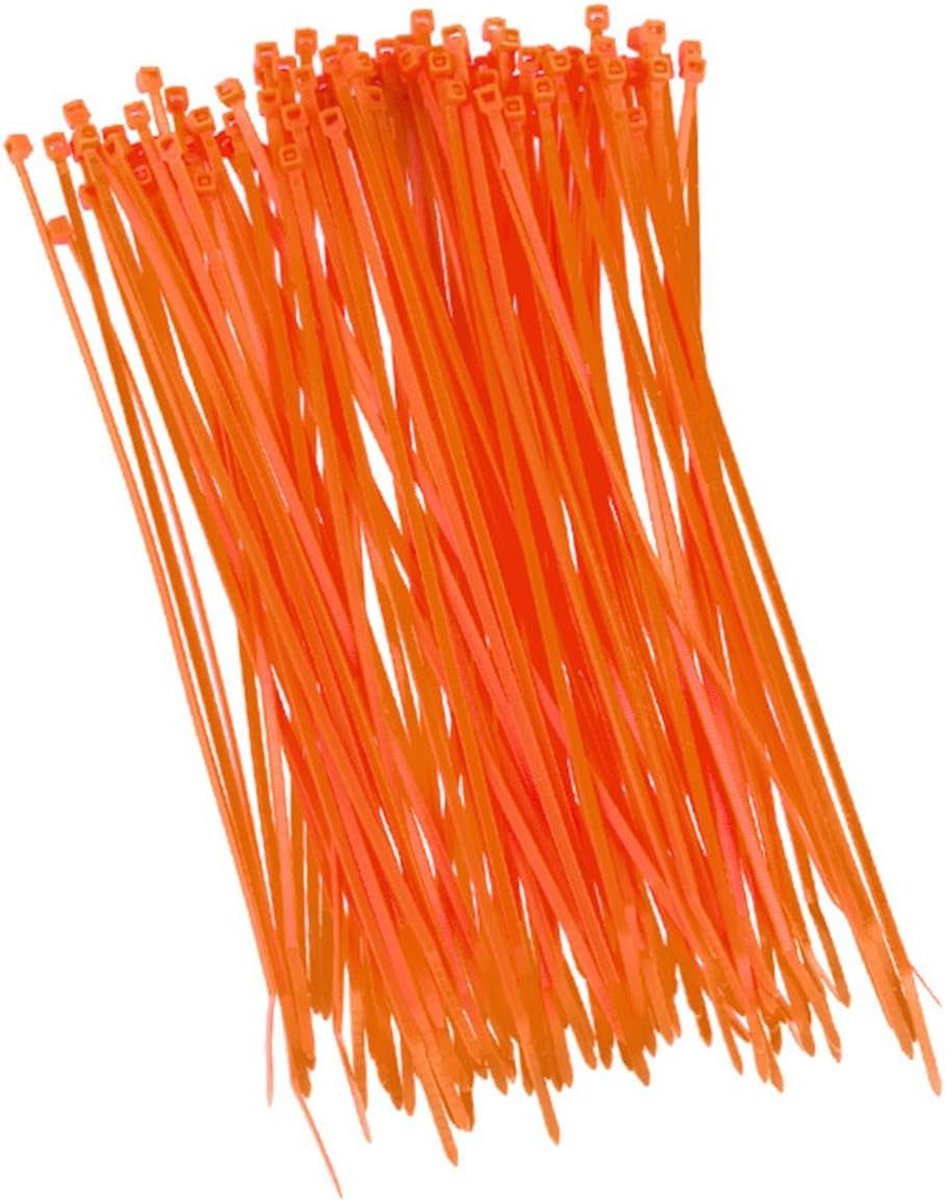 Oranje kabelbinders voor hekbeveiliging - set van 100 stuks, 200 mm x 2,5 mm