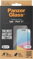 PanzerGlass - Screenprotector geschikt voor Apple iPhone 15 Glazen | PanzerGlass Ultra-Wide Fit Screenprotector - Case Friendly + Installatie Frame - Zwart
